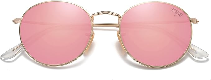 SOJOS Small Round Polarized Sunglasses for Women Men Classic Vintage Retro Shades UV400 SJ1014