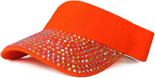 Sparkle Glitter Summer Rhinestone UPF 50+ Bling Ladies Sun Visor for Women Outdoor Sports Fashion Golf Hat