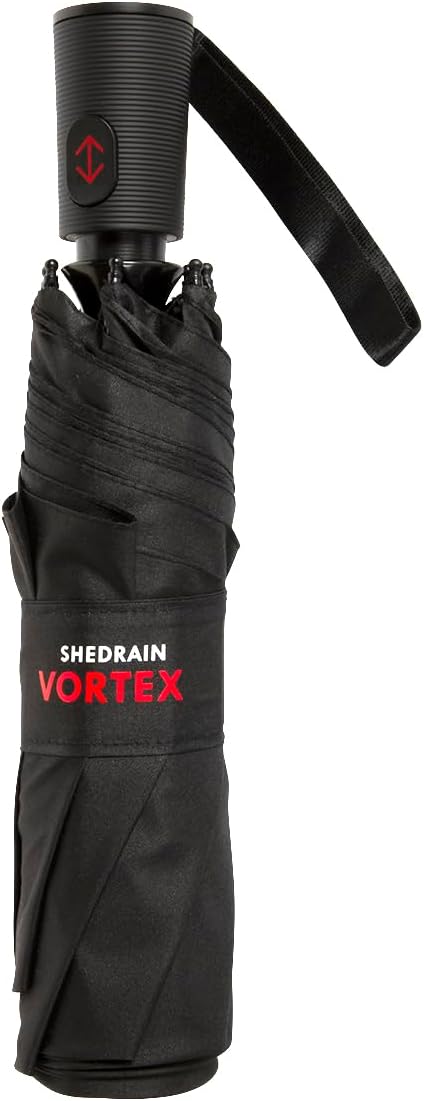 ShedRain Compact Folding Travel Umbrella – Push-Button Open & Close, Vented Double Canopy, Protects from Rain, Sun, & Wind