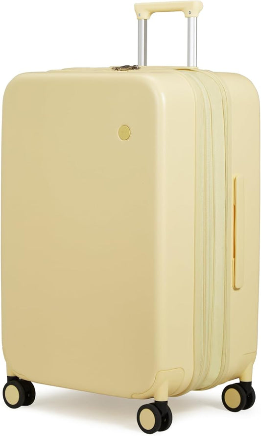 mixi 26 Inch Large Expandable Checked Luggage Suitcases with Spinner Wheels, Hardside Rolling Travel Suitcase PC with TSA Lock & Cover, Lark Yellow