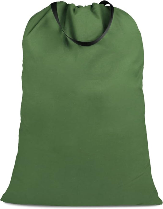 Cotton Canvas Laundry Bag with Handles & Drawstring Straps, Heavy Duty Extra Large Laundry Bags for Laundromat and Household, 25.5x34 Inch, Army Green