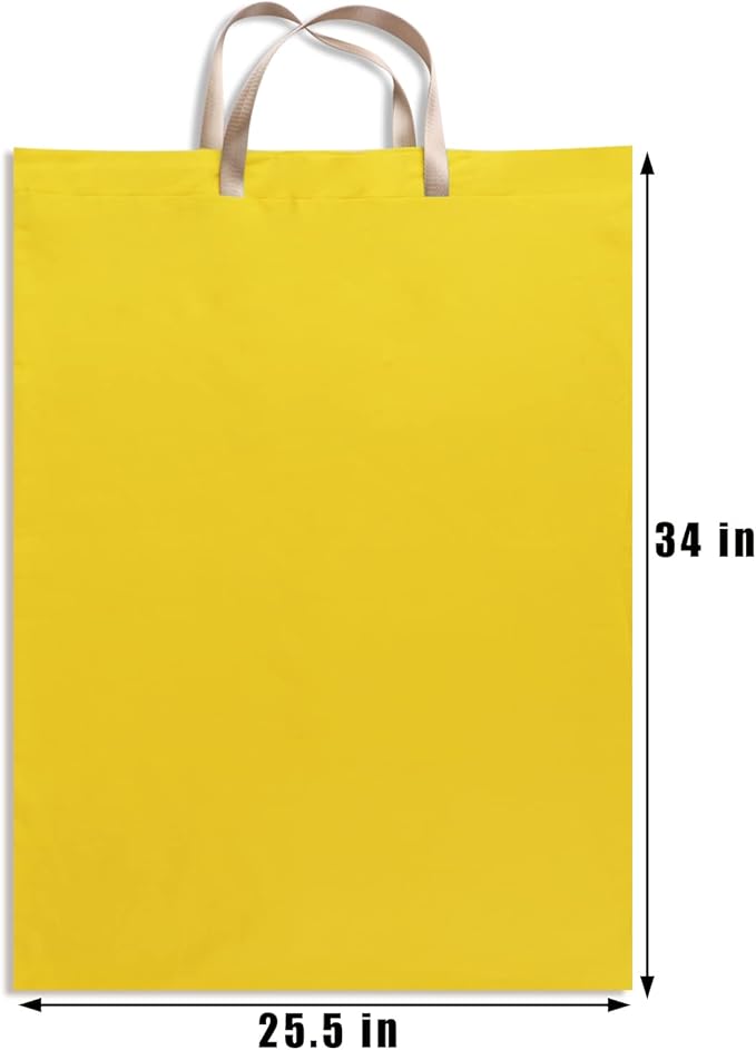 LOLOMLO Extra Large Canvas Laundry Bags with Handles & Drawstring Closure, Heavy Duty Tears Resistant Clothes Storage Travel Bags,25.5"x34",Yellow