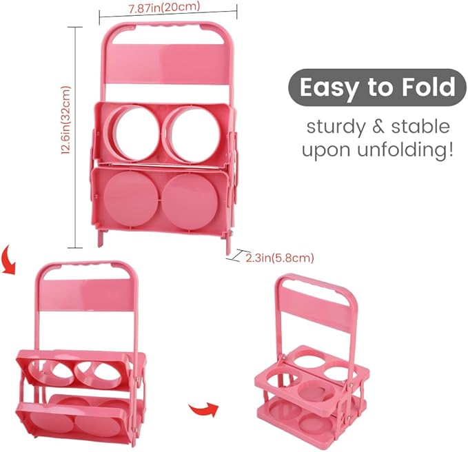 musbus Reusable Drink Carrier with Handle for Delivery Drivers, Portable Cup/Coffee Holder Accessories for Delivery, Foldable Drinks Caddy with Tray, Car Durable Plastic Festive Bottle, Vacation