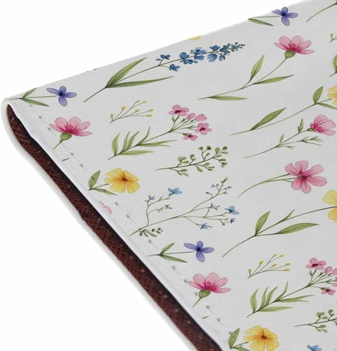 Wild Flowers Passport Holder for Travel Watercolor Floral Herbs Meadow PU Leather Passport Cover Wallet Cute Passport Card Holder for Women and Men