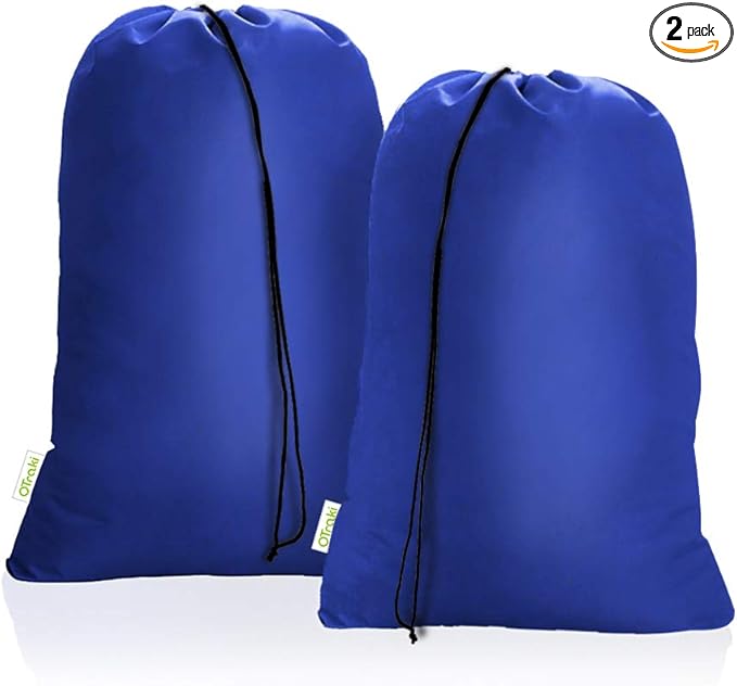 OTraki 28x45 inch Extra Large Laundry Bag 2 Pack Drawstring Laundry Hamper Bag Heavy Duty Dirty Clothes Bag Washable Organizer Storage for Camp Home Dorm Hotel Laundromat Blue