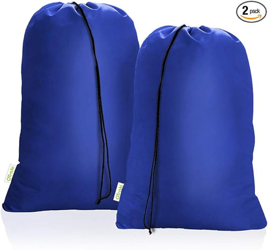 OTraki 28x45 inch Extra Large Laundry Bag 2 Pack Drawstring Laundry Hamper Bag Heavy Duty Dirty Clothes Bag Washable Organizer Storage for Camp Home Dorm Hotel Laundromat Blue
