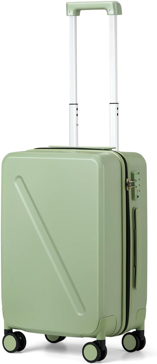 MILADA 20 inch Carry On Luggage 22x14x9 Airline Approved With Wheels Carry On Suitcase Travel Luggage With TSA Approved Carry On Luggage Carry On Bag Hard Shell Suitcases,Bamboo Green