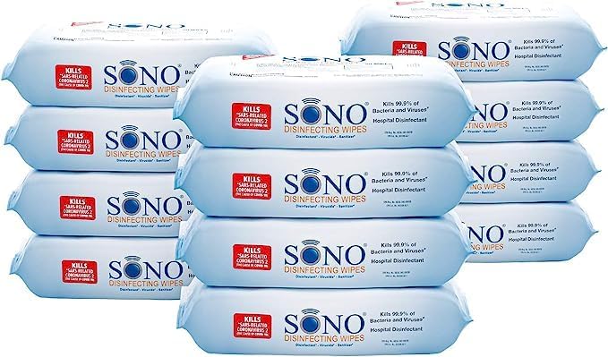 SONO Disinfecting Wipes - Medical-Grade, Alcohol-Free, No Bleach - Multi-Surface Cleaning Wipes for Home, School, Office - 12 packs with 80 wipes