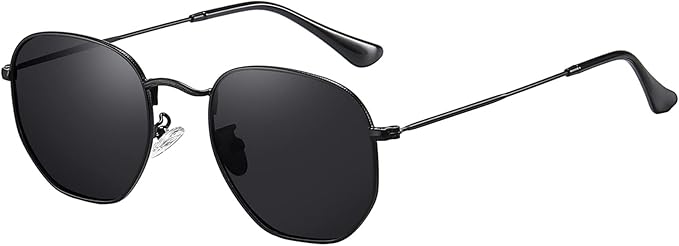 MEETSUN Polarized Hexagon Sunglasses for Women Men Polygon Square Sun Glasses UV400 Protection Metal Frame
