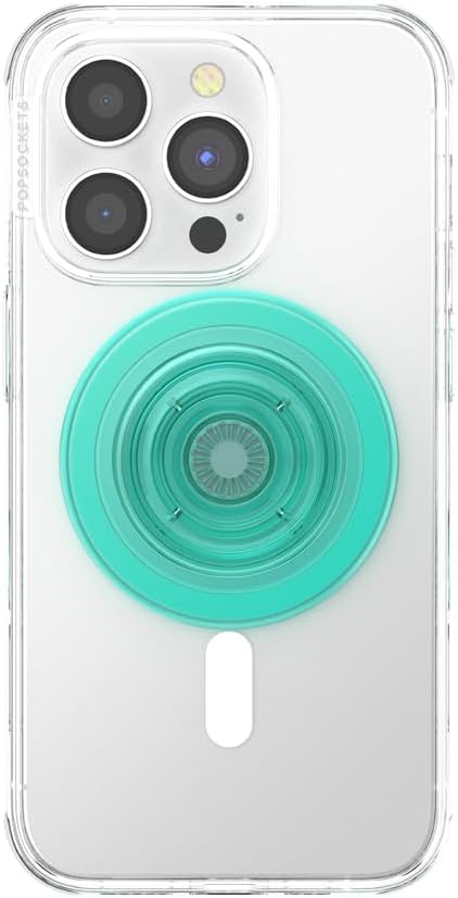 PopSockets PopGrip for MagSafe, Magnetic Phone Grip & Stand, Swappable Top, Secure Grip for iPhone MagSafe Cases, Kickstand for Hands-Free Viewing, Wireless Charging Compatible - Translucent Mint