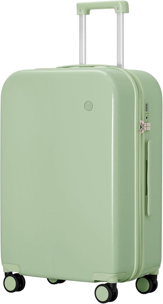 mixi Luggage Suitcase with Spinner Wheels, Hardside Rolling Suitcase PC with Cover & TSA Lock Lightweight Travel Case 24in Checked in, Avocado Green