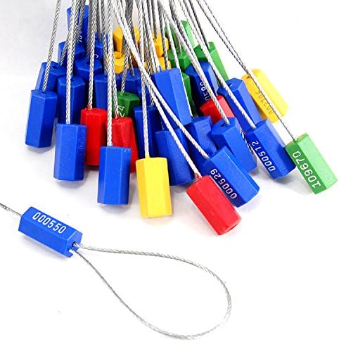Leadseals(R) 500 Anti-Tamper Proof Security Cable Seals Disposable Self-Locking Padlock Shipping Security Tags Numbered (Blue)