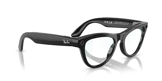Ray-Ban Meta (Gen 1), Skyler, Shiny Black | Smart AI Glasses for Men, Women — 12 MP Ultra-Wide Camera, Open-Ear Speakers for Audio, Video Recording and Bluetooth — Clear Lenses — Wearable Technology