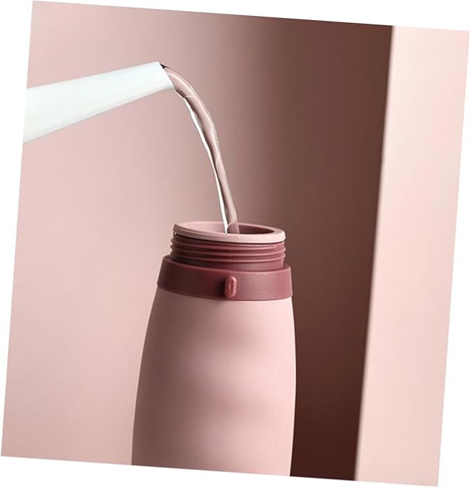 Happyyami Portable Foldable Silicone Water Bottle Collapsible Sports Kettle with Wide Mouth for Outdoor Hiking Camping Cycling Pink