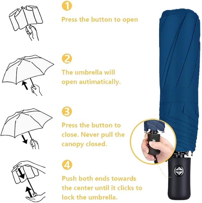 MRTLLOA 42/49 Inch Compact Windproof Travel Umbrella for Rain, Lightweight, Portable, Automatic, Strong, Waterproof Folding Umbrellas for Women, Men and Teenagers