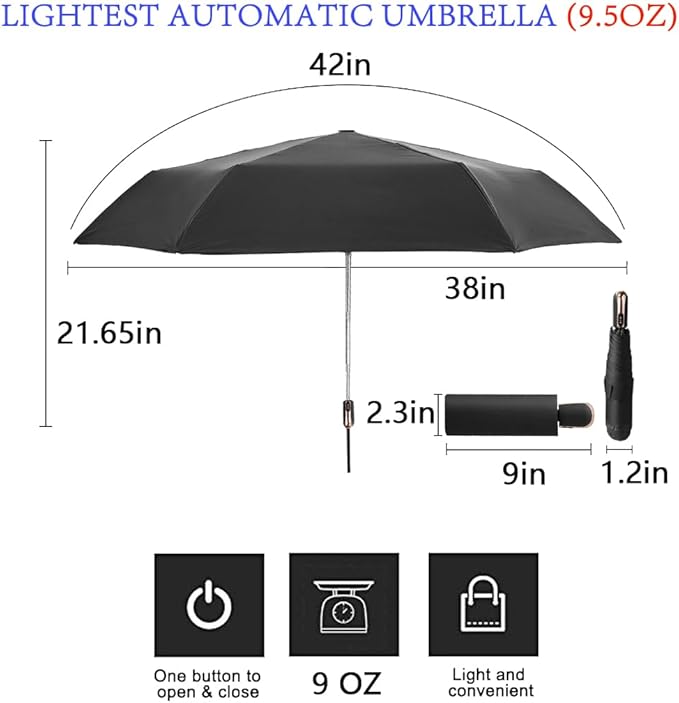 Goothdurs Mini Travel Compact Automatic Umbrella Small Lightweight Folding Rain Windproof Auto Open/Close Purse Umbrellas for Women Men
