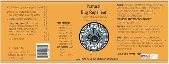 Nantucket Spider 2-Pack | Extra Strength Tick Repellent Spray (4 oz) and Original Insect Repellent Spray (4 oz) | Natural, DEET Free with Organic Essential Oils | Repels Ticks, Mosquitoes and Flies