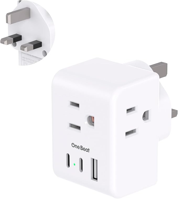 US to UK Ireland Travel Plug Adapter, Type G Power Plug Adapter with 3 Outlets 3 USB Ports(2 USB C), European Travel Plug Adapter for USA to England London Scotland British Qatar Irish Hongkong