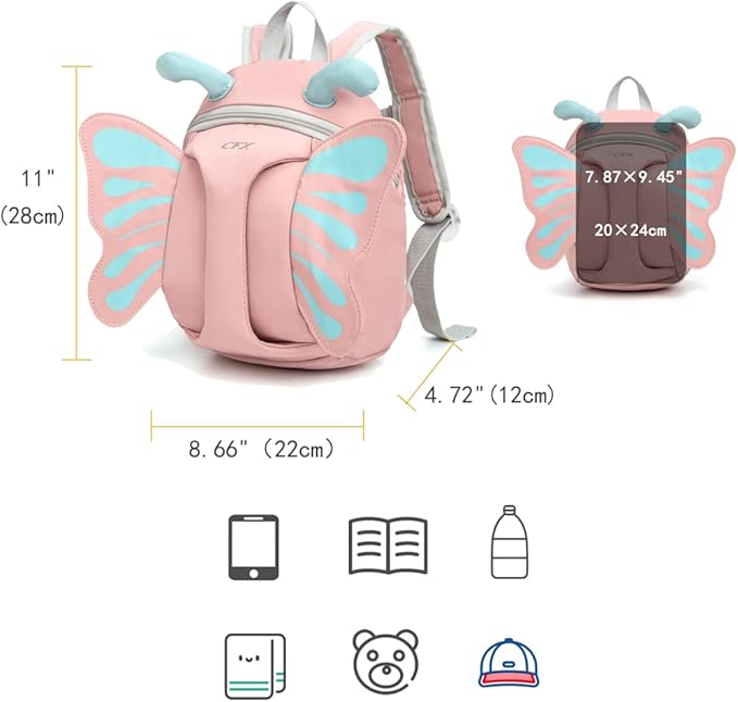 CFX Backpack Leash for toddlers Anti Lost Toddler Leash with Safety Handle, Attractive child backpack leash(Pink Butterfly)