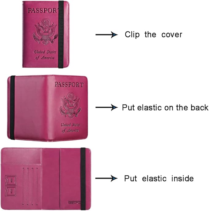 Passport Holder Cover Wallet Travel Essentials RFID Blocking Leather Card Case International Must Haves Travel Accessories for Women Men(101#Purple)