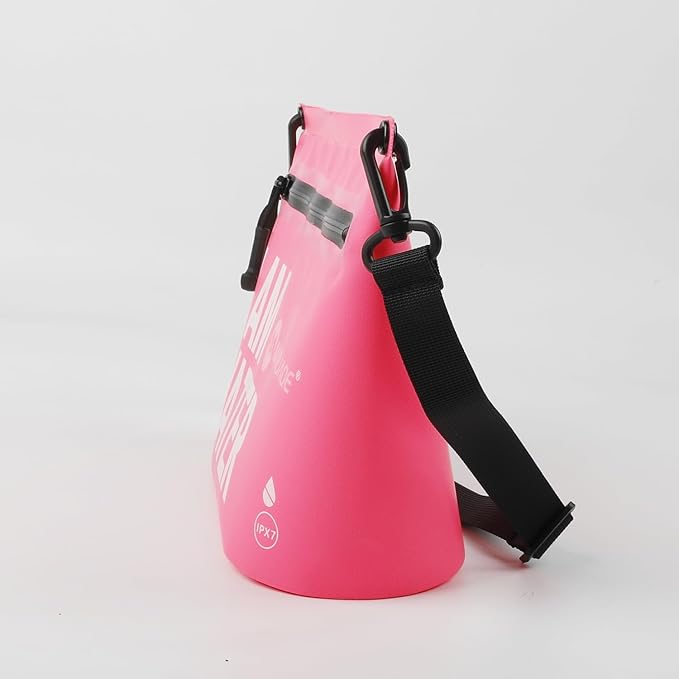 IPX7 Waterproof Dry Bag 2.5L Floating PVC Dry Sack with Waterproof Zipper Shoulder Strap for Kayaking Swimming Beach Travel Boating Camping Hiking Canoeing Paddleboarding Water Sports (pink)