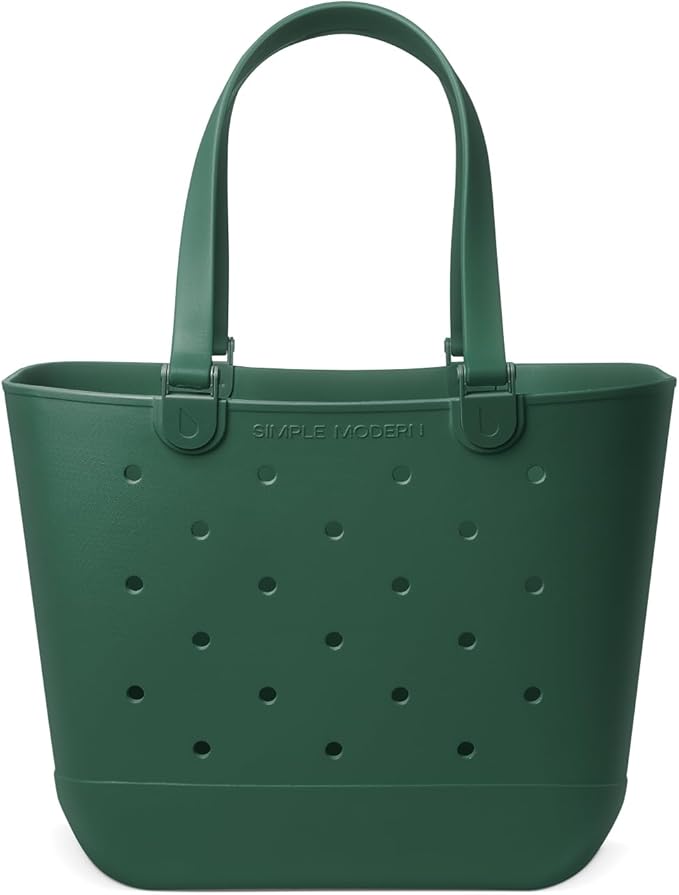 Simple Modern Extra-Large Beach Bag | Waterproof Getaway Rubber Tote with Zipper Pocket for Travel, Pool, Boat, Groceries, Sports | Forest