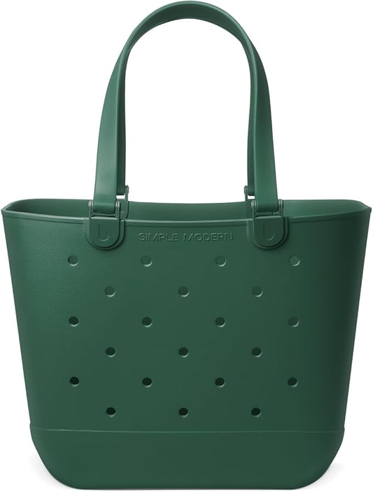 Simple Modern Extra-Large Beach Bag | Waterproof Getaway Rubber Tote with Zipper Pocket for Travel, Pool, Boat, Groceries, Sports | Forest