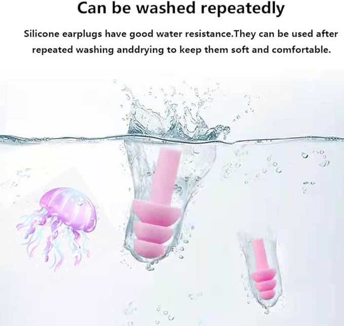 Ear Plugs, Reusable Earplugs for Sleeping Noise Cancelling – Super Soft, Silicone Ear Plug for Sleeping 8 Pairs, Swimming, Snoring, Concerts, Work, Noisy Places