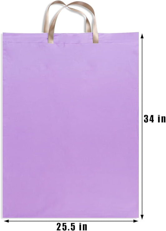 LOLOMLO Extra Large Canvas Laundry Bags with Handles & Drawstring Closure, Heavy Duty Tears Resistant Clothes Storage Travel Bags,25.5"x34",Purple