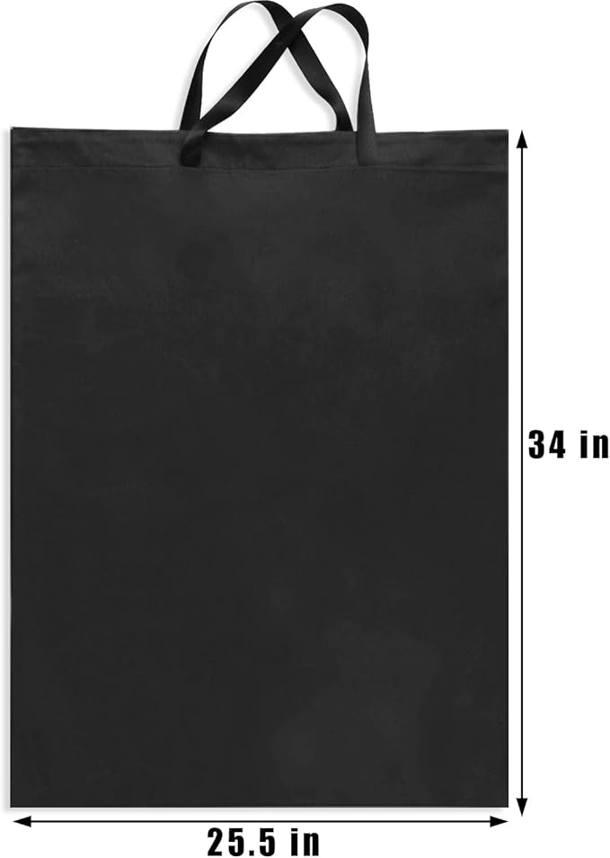 LOLOMLO Extra Large Canvas Laundry Bags with Handles & Drawstring Closure, Heavy Duty Tears Resistant Clothes Storage Travel Bags,25.5"x34",Black