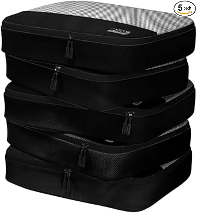 Large Packing Cubes for Travel - 5pc Large Size Travel Packing Cubes for Suitcases - Lightweight Luggage Organizer Bags