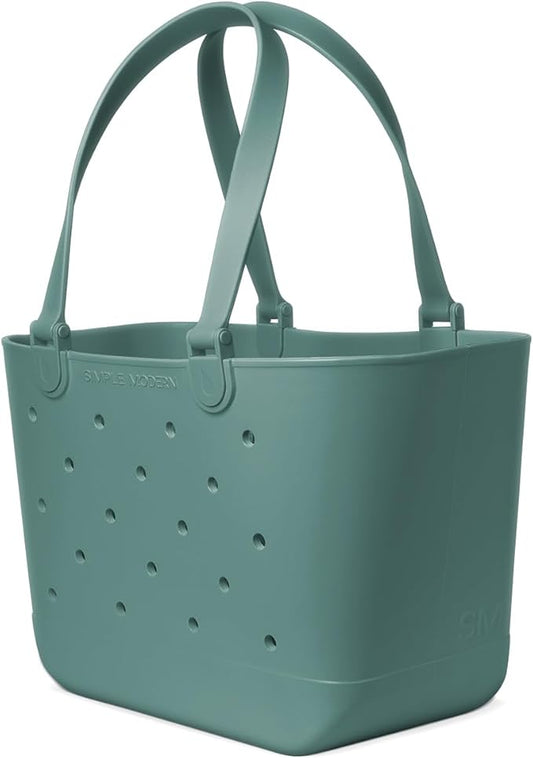 Simple Modern Large Beach Bag | Waterproof Getaway Rubber Tote with Zipper Pocket for Travel, Pool, Boat, Groceries, Sports | Laguna
