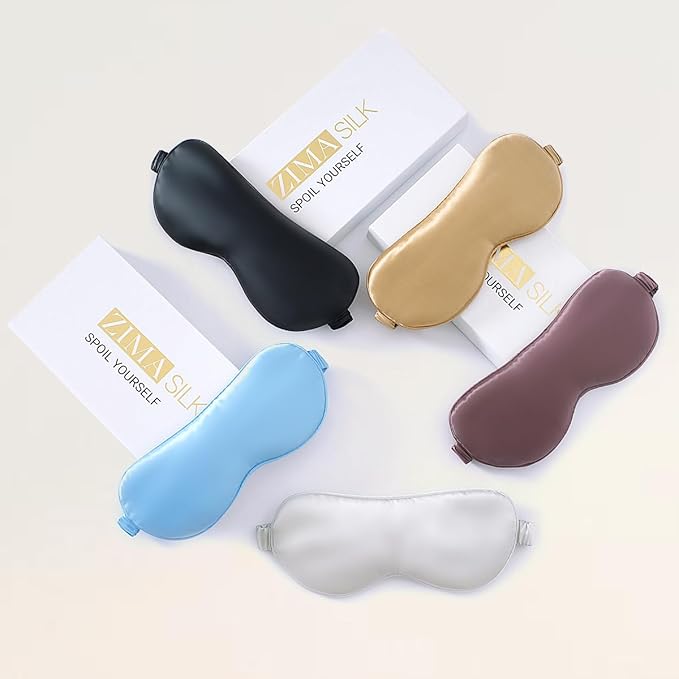 ZIMASILK Adjustable 100% 22 Momme Mulberry Silk Sleep Mask for Sleeping, Filled with Premium Mulberry Silk, Softest & Breathable Eye Sleeping Mask (Golden)