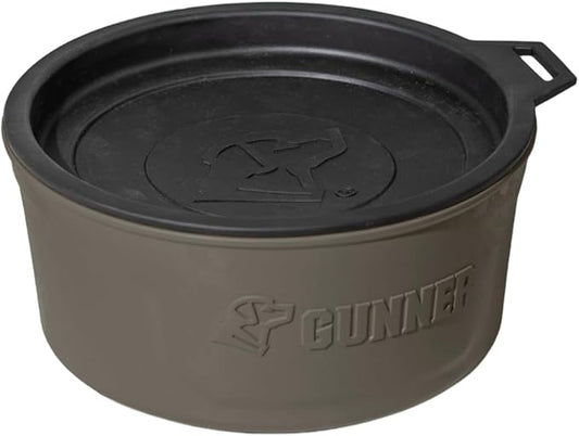 GUNNER Dog Bowl with Spill-Proof Travel Lid – 7.5" x 3.75", 1.3 lb, 7-Cup Capacity, BPA-Free, Rust-Proof, Shock-Resistant, Stackable, Dishwasher Safe, Leak-Resistant Nesting Lid – Gunmetal
