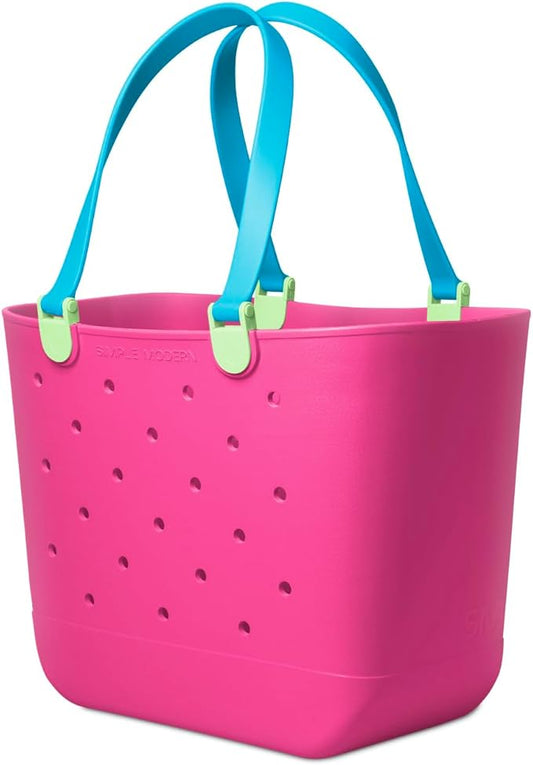 Simple Modern Extra-Large Beach Bag | Waterproof Getaway Rubber Tote with Zipper Pocket for Travel, Pool, Boat, Groceries, Sports | 80s Mix