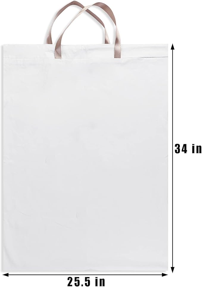 LOLOMLO Extra Large Canvas Laundry Bags with Handles & Drawstring Closure, Heavy Duty Tears Resistant Clothes Storage Travel Bags,25.5"x34",White