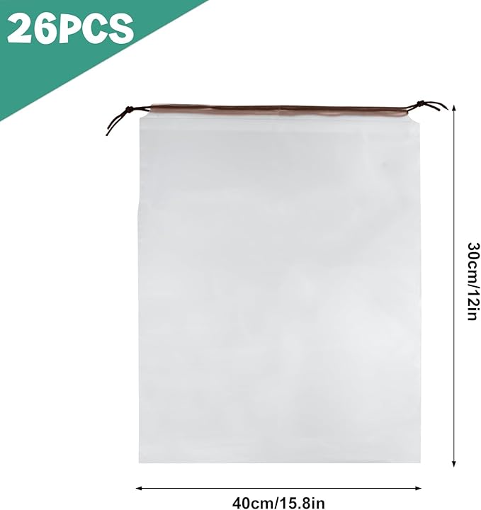 26 Pcs Shoe Bags for Travel, PLULON Clear Drawstring Travel Shoe Bags for Packing Waterproof Dustproof Shoes Organizer Pouch Travel Accessories Shoe Storage Bag for Women Men Portable Travel Essential