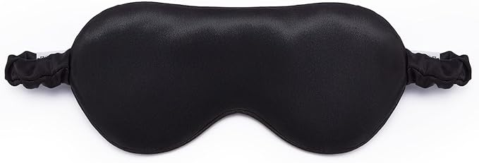 100% Pure 6A Mulberry Black Silk Sleep Mask for Women and Men, Adjustable Blackout Eye Cover, Breathable Travel Eye Mask for Sleeping, Zero Pressure Comfort