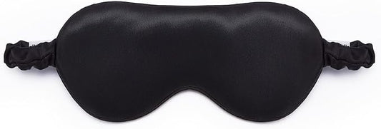 100% Pure 6A Mulberry Black Silk Sleep Mask for Women and Men, Adjustable Blackout Eye Cover, Breathable Travel Eye Mask for Sleeping, Zero Pressure Comfort