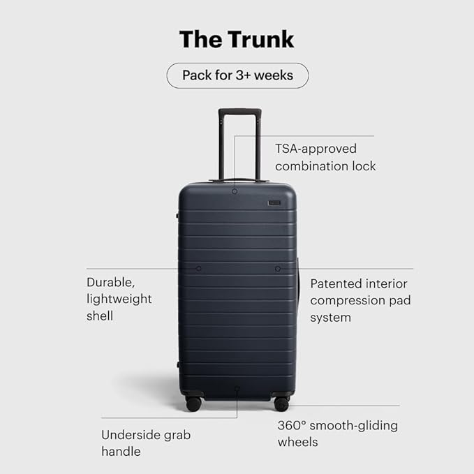 Away Large Trunk Luggage, 31 Inch Hardside Suitcase with Spinner Wheels, Lightweight & Durable, TSA Lock, Ideal for Long Trips, Navy Blue