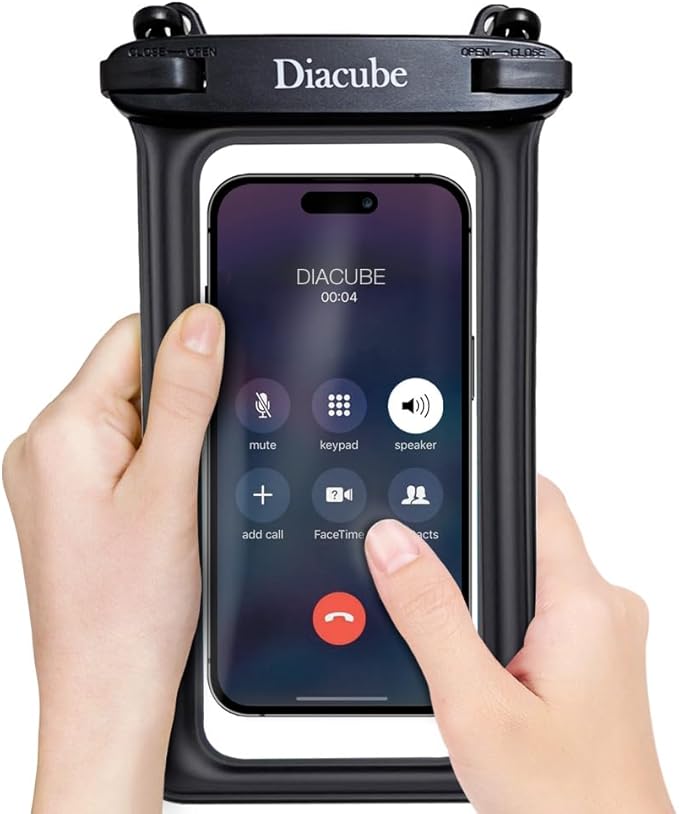 2-Pack Waterproof Phone Pouch, Universal IPX8 Floating Waterproof Case with Adjustable Lanyard for All Phones [Up to 8.3"] Beach, Waterpark & Travel Essentials - Blue