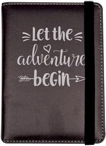 Passport Holder for Travel Essentials, Let The Adventure Begin Awaits Passport Cover Personalized Leather Wallet, Christmas Men Women Birthday Gift