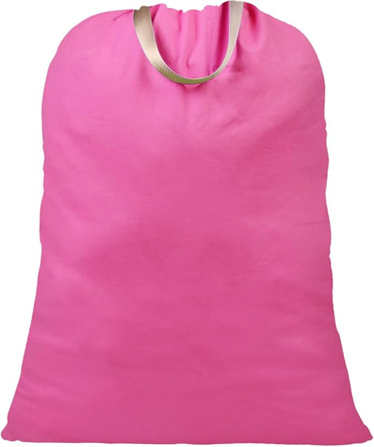 LOLOMLO Extra Large Canvas Laundry Bags with Handles & Drawstring Closure, Heavy Duty Tears Resistant Clothes Storage Travel Bags,25.5"x34",Hot Pink