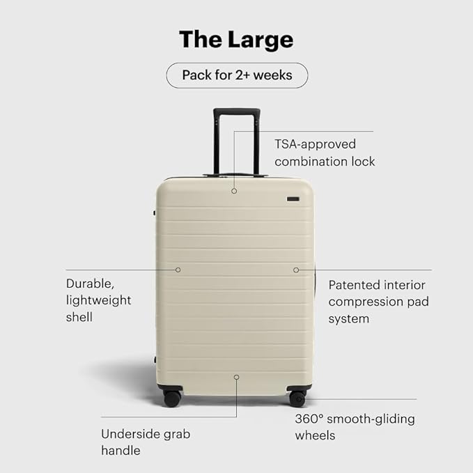 Away Large Checked Luggage, 29 Inch Hardside Suitcase with Spinner Wheels, Lightweight & Durable, TSA Lock, Salt White Matte
