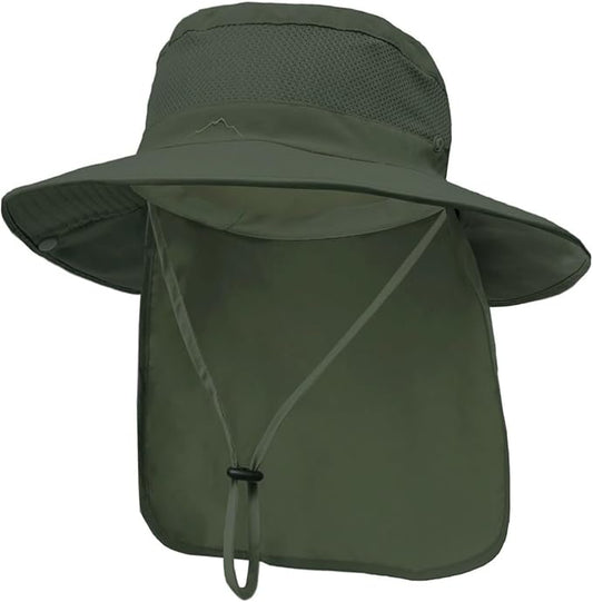 ZOORON Sun Hats for Men Women Fishing Hat with Neck Flap,UPF 50+ Sun Hat Waterproof Wide Brim Bucket Hats for Safari Hiking