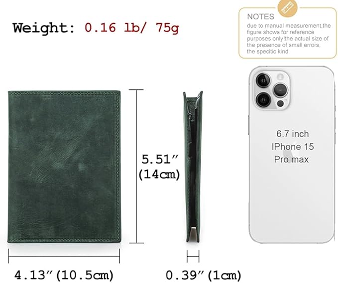 CONTACTS Full Grain Leather Airtag Passport Holder RFID Blocking Travel Passport Wallet Slim Passport Cover Case with 4 Cards Slots, Coin Pocket (Green)