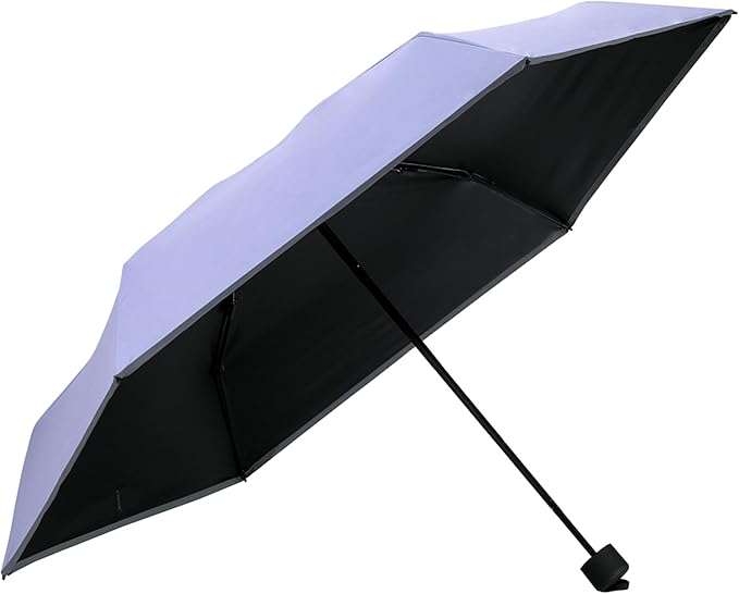 GAOYAING Mini Compact Travel Umbrella with Reflective Safety Stripes, Portable Folding Design with Case