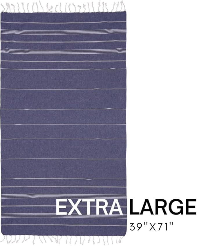 BAY LAUREL Turkish Beach Towel with Travel Bag 39 x 71 Quick Dry Sand Free Lightweight Large Oversized Towels Light - Pack of 4 (Pack of 4 - Dark Blue with Yellow Floral)