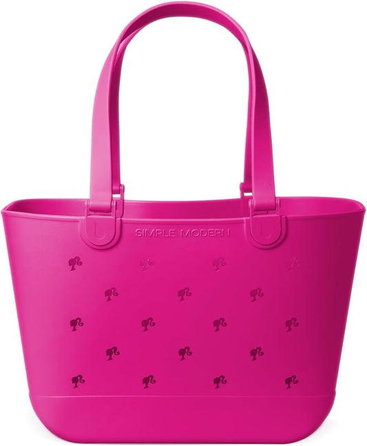 Simple Modern Mattel Large Beach Bag | Waterproof Getaway Rubber Tote with Zipper Pocket for Travel, Pool, Boat, Groceries, Sports | Barbie