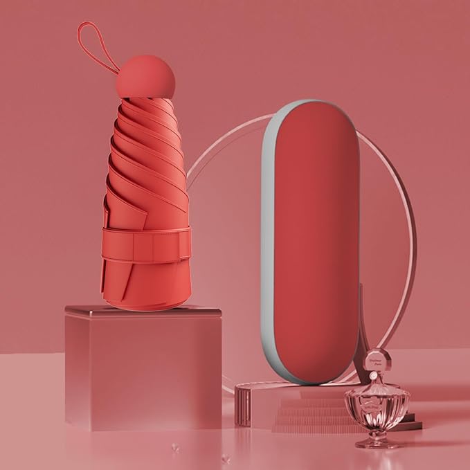 Windproof Mini Travel Folding Umbrella - UPF 50+ Sun & Rain Protection, Small Compact Lightweight Design Fits in Pocket or Bag, Eco-Friendly Fabric Wallet Umbrella for Commuter, Men Women Boys Girls